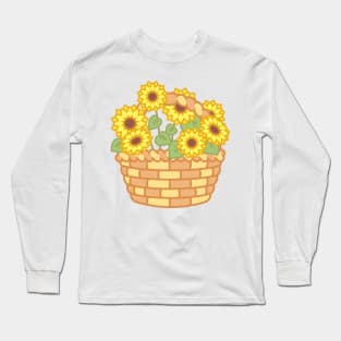 Yellow Summer Sunflower Basket Long Sleeve T-Shirt